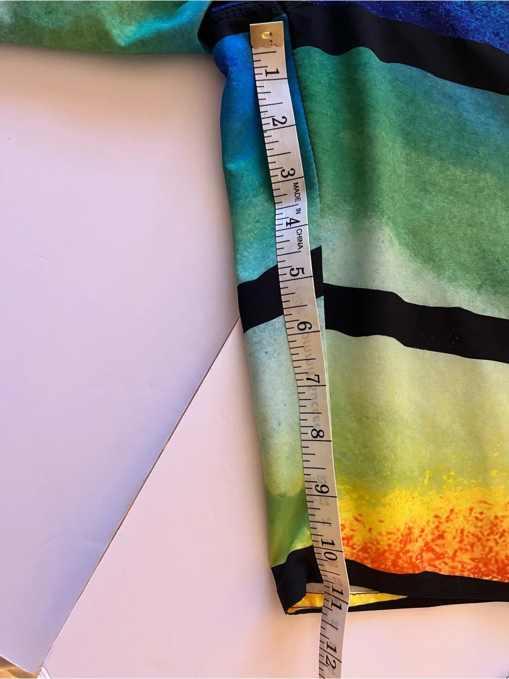 Mens Swim Shorts Size 32 Board Trunks Multicolor Striped Beach Pool Hang Ten